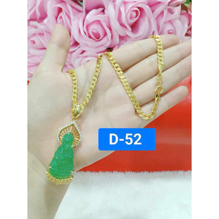dây chuyền nữ mạ vàng,dây mặt p h at bà đá xanh hộ mệnh bình an may mắn.DTS0391+MTS1180