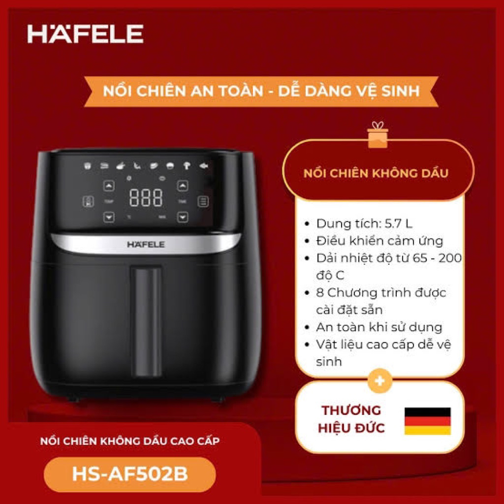 Nồi chiên không dầu Hafele HS-AF502B (535.43.713) 5.7 lít