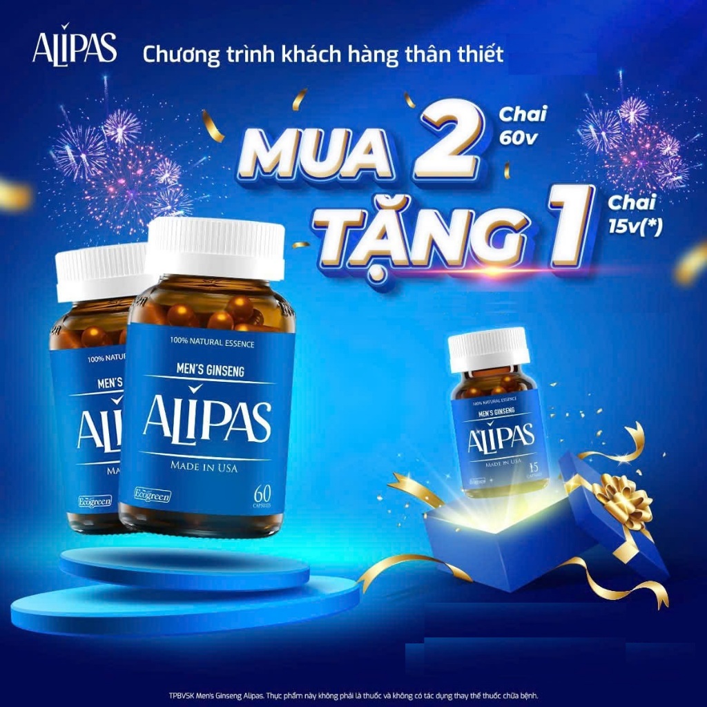[Che Tên][Chính Hãng] Combo 2 Hộp Alipas 60 viên tặng 1 hộp 15 viên[Xem mô tả trước khi chọn]
