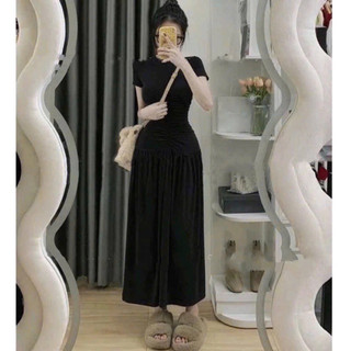 Đầm cổ tròn maxi nhúng eo dáng dài, đầm body nữ dáng dài - Colory Shop
