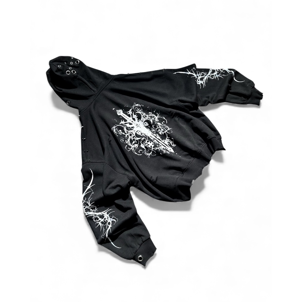 Áo Hoodie Zip Nỉ Chân Cua Custom Đính Charm Nhọn Cotton 420gsm "TM" TRAPPER CLUB