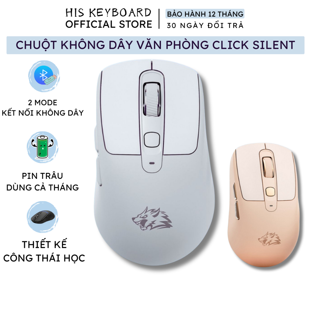 Chuột Không Dây Văn Phòng FreeWolf A3 Chip PAW3212 Thiết Kế Công Thái Học Pin Sạc Kết Nối Đa Năng