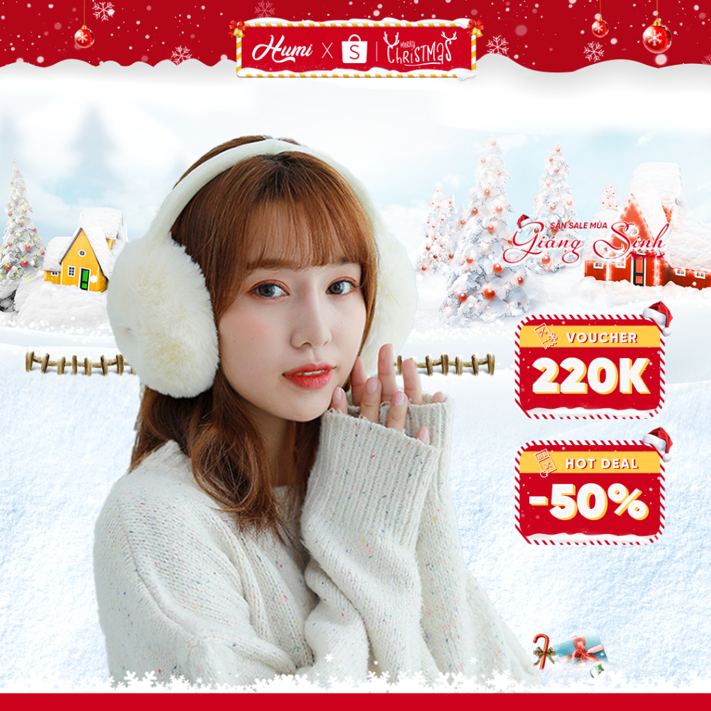  Bịt tai giữ ấm HUMI chụp tai mùa đông chất liệu tự nhiên mềm mịn ấm áp kín khí thân thiện với da 