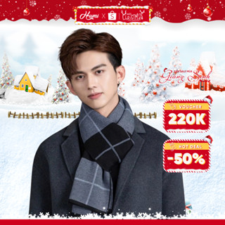 Khăn quàng cổ nam HUMI choàng cổ mùa đông cao cấp chất len Cashmere chống bai xù dày dặn ấm áp