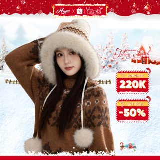  Mũ len nữ Hàn Quốc HUMI nón len mông cổ thiết kế dễ thương ấm áp chất lượng cao cấp đa dạng màu sắc 