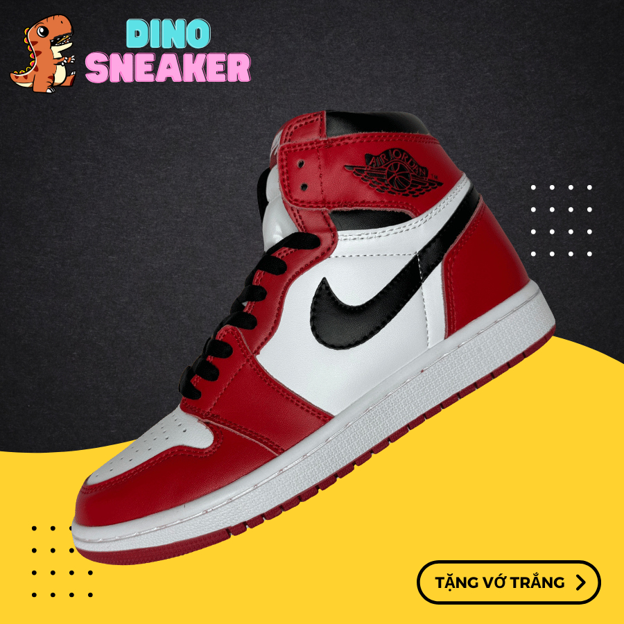 Giày Sneaker Thể Thao 𝒥𝒟1 Cổ Cao Trắng Đỏ Đen - DinoSneaker99