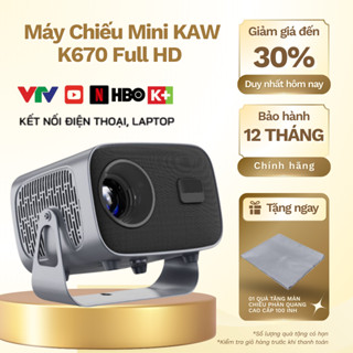 Máy chiếu mini KAW K670 hỗ trợ xem video 4K kết nối wifi, loa bluetooth - Bảo hành 12 tháng