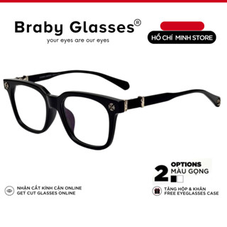  Gọng kính cận mắt vuông nam nữ Braby Glasses chất liệu nhựa dẻo cao cấp phụ kiện thời trang sành điệu MK37 