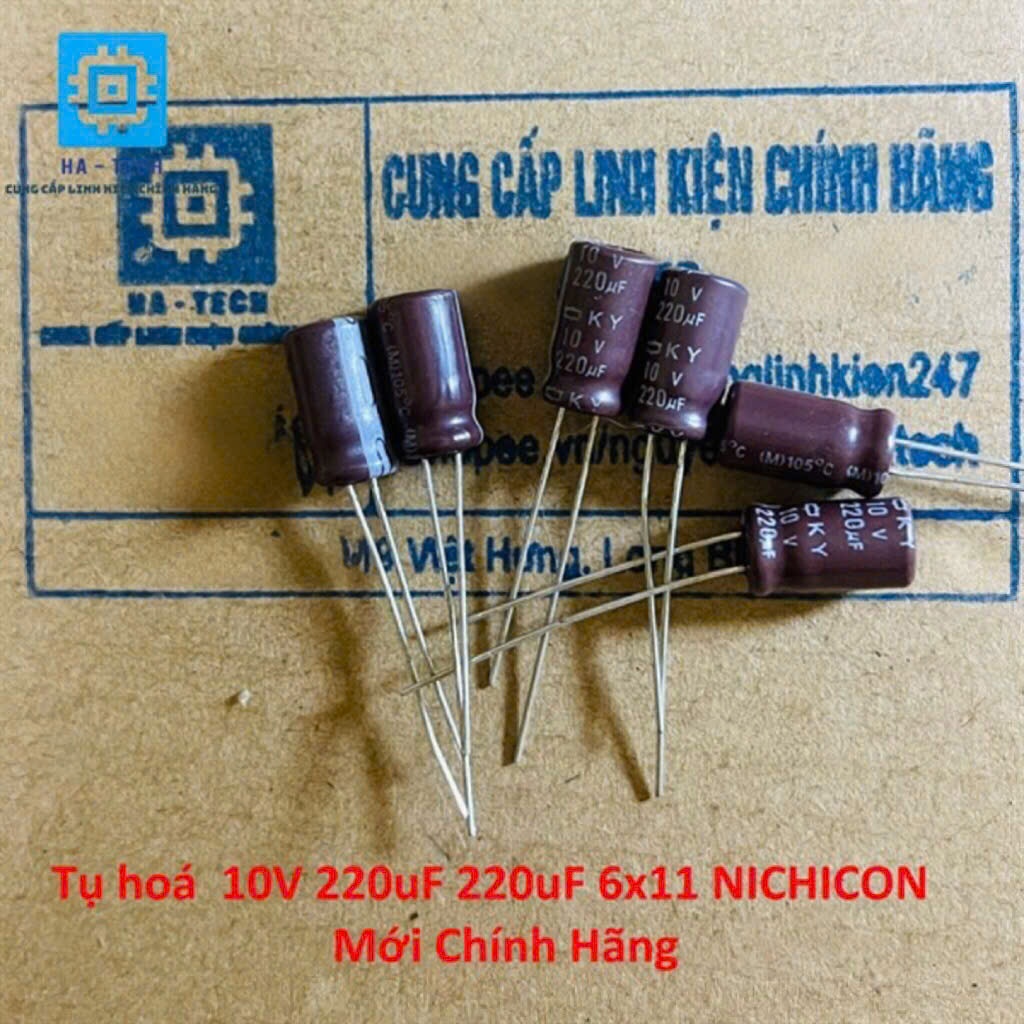 Linh kiện Chuyên Dụng Tụ hoá 10V 220uF 220uf 6x11 Nichicon Chính hãng mới