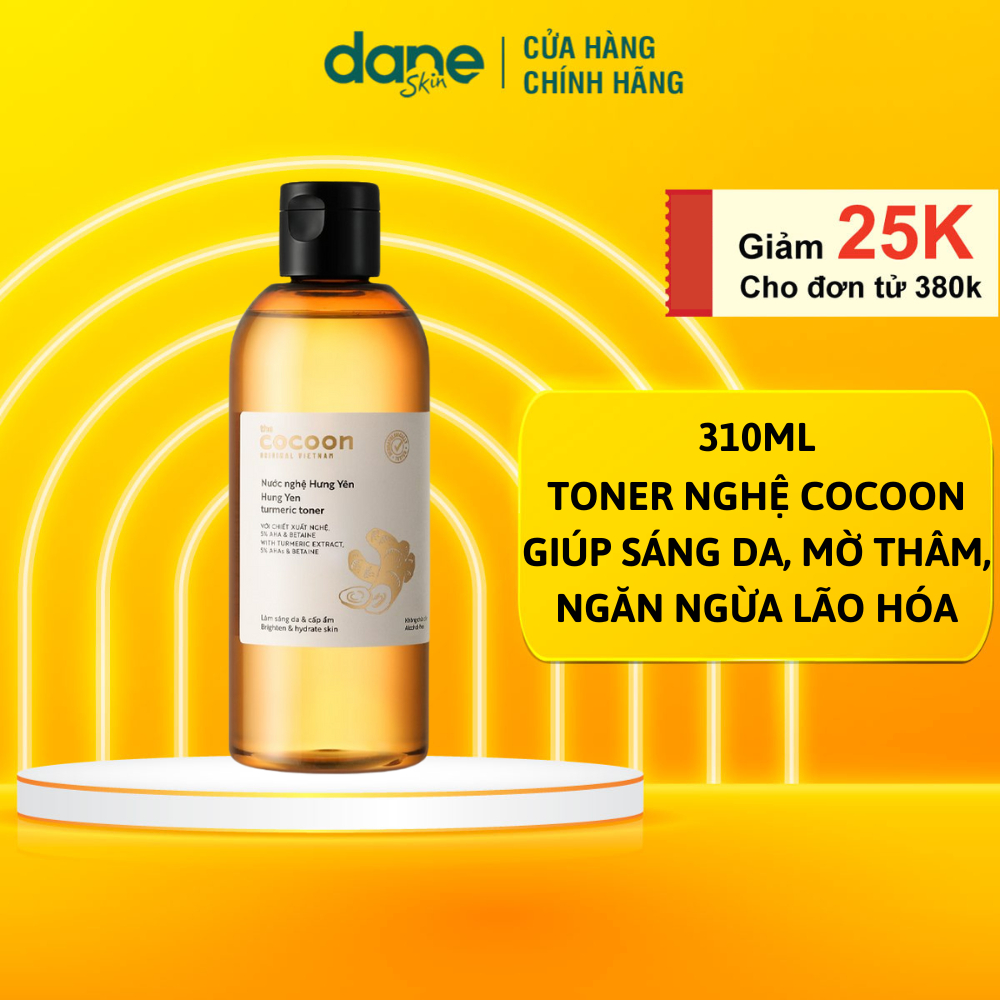 Toner Cocoon 310ml - Nước nghệ Hưng Yên Cocoon giúp sáng da, mờ thâm và cấp ẩm