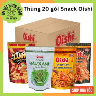  Sỉ thùng snack tôm Oishi xốt tương mật ong cay nồng đậu xanh nước dừa tôm sốt bơ tỏi date mới  20 gói x 65gram gói  