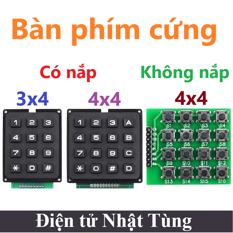 Bàn phím cứng 3x4 / 4x4 Không có nắp / Có nắp Keypad ma trận matrix key phím