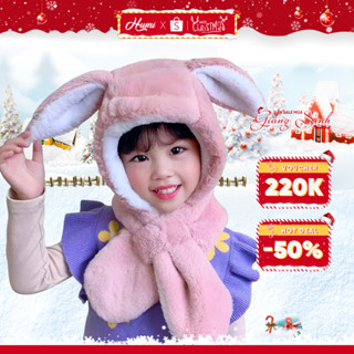  Mũ len cho bé trai gái HUMI thiết kế tai thỏ giữ ấm mùa đông chất liệu an toàn kiểu dáng dễ thương 
