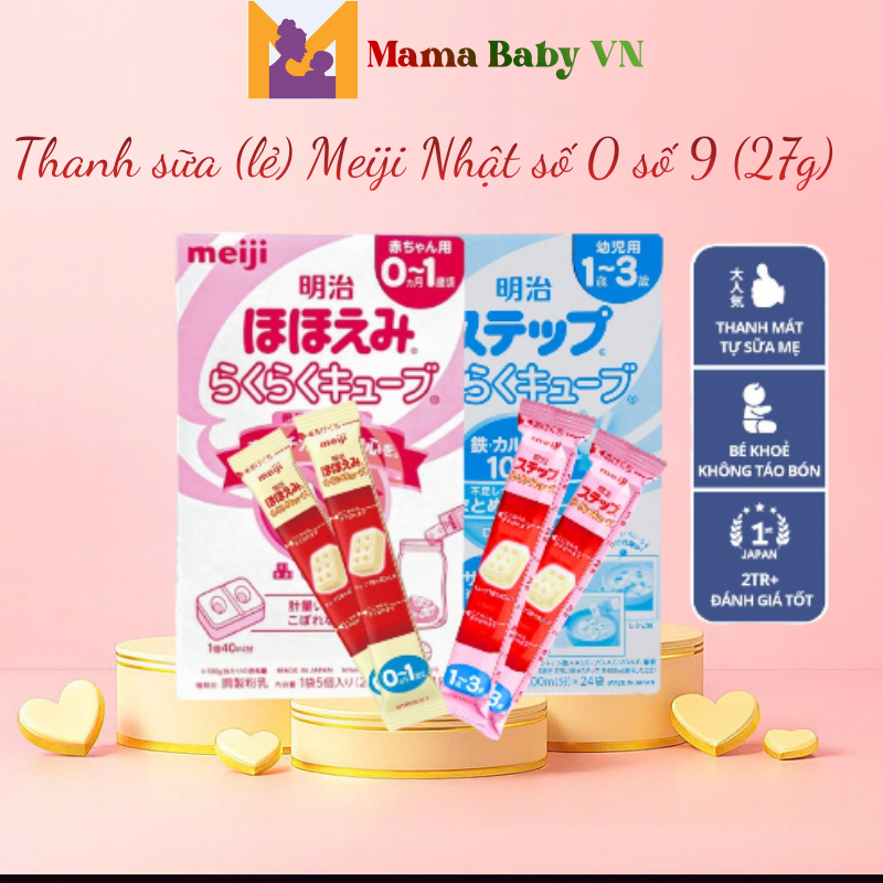 [Chính Hãng] Thanh sữa (lẻ) Meiji Nhật số 0 số 9 (27g) date mới