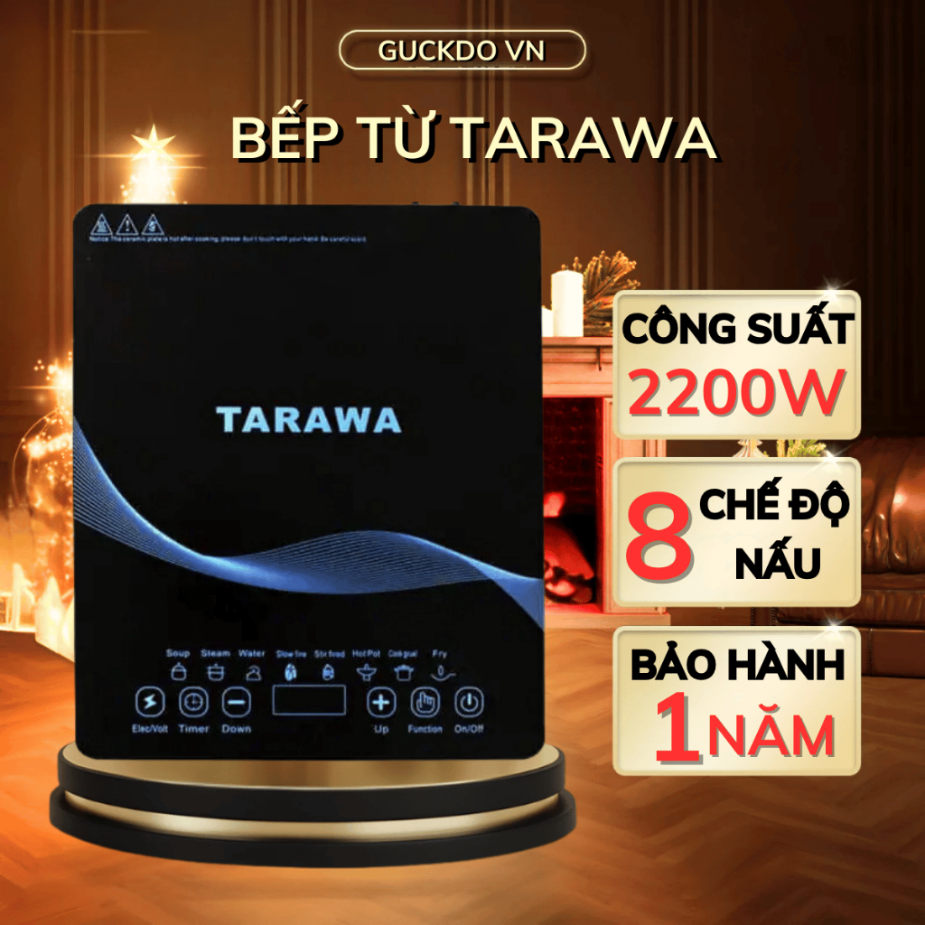 Bếp từ Tarawa chính hãng công suất 2200W cực kì tiết kiệm, 8 chế độ nấu đa năng, phím cảm ứng-Bh 12T