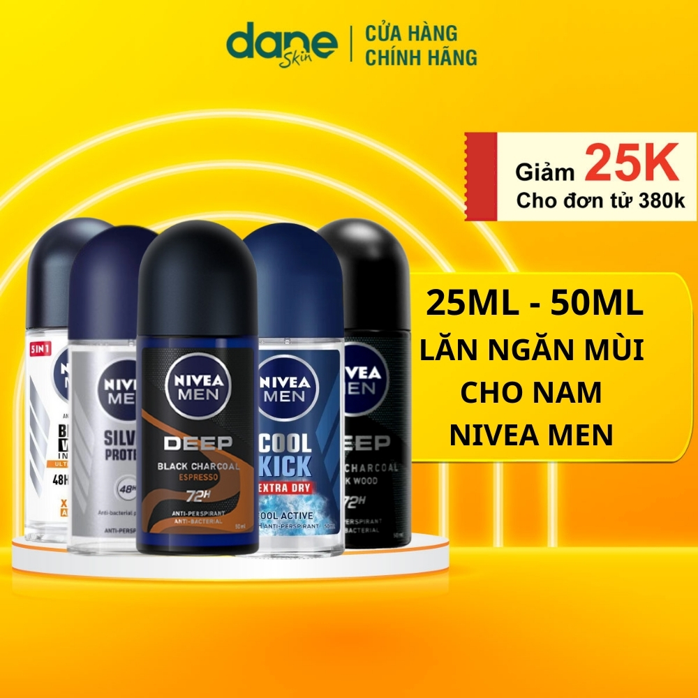 Lăn Khử Mùi Cho Nam NIVEA MEN 25ml/ 50ml - khử mùi, ngăn tiết mồ hôi, khô thoáng đến 72h