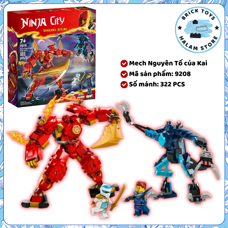 [Có sẵn] Đồ chơi sưu tầm Ninjago Dragons Rising 11808 9208 - Mô hình Kai Elemental Fire Mech