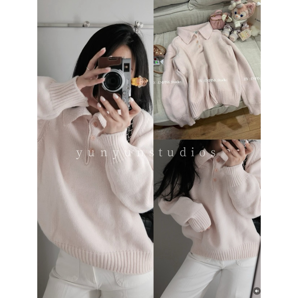 Yunyunstudios 🐻 LEN HỒNG CỔ BẺ ERUME CHUẨN MẪU QCL1