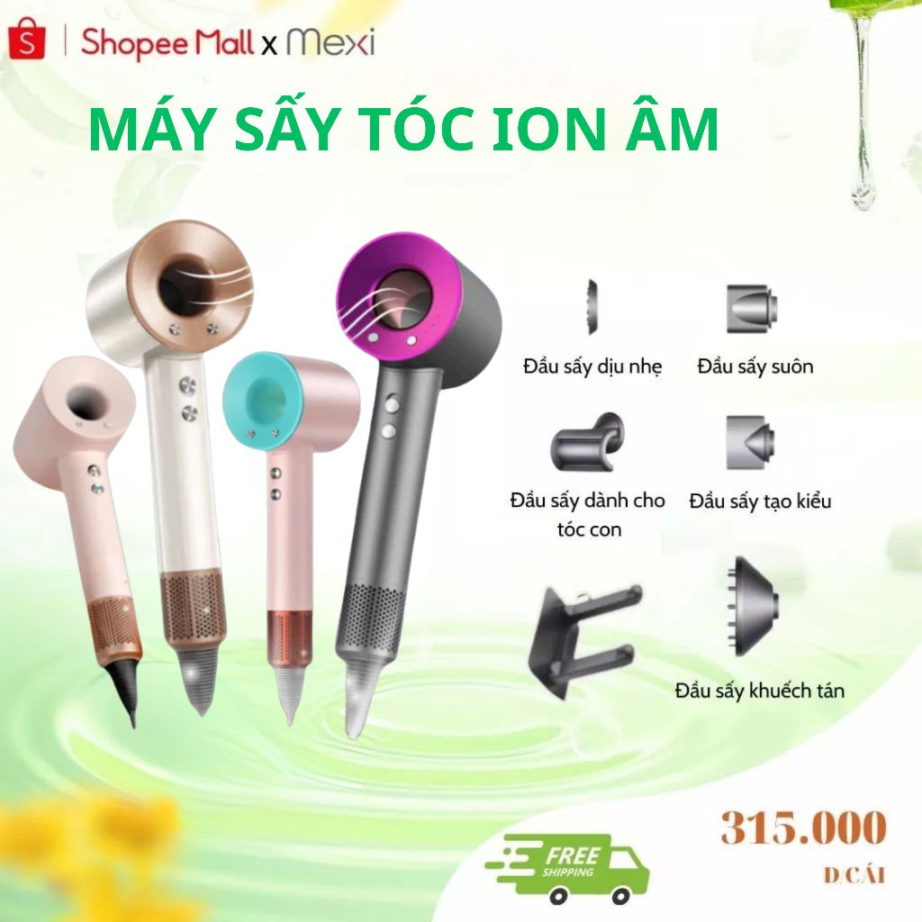 Máy Sấy Tóc Mexi Ion Âm 2 Chiều Nóng Lạnh Chăm Sóc Tóc, Có 3 Chế Độ Sấy, Tặng Kèm Đầu Sấy Tạo Kiểu