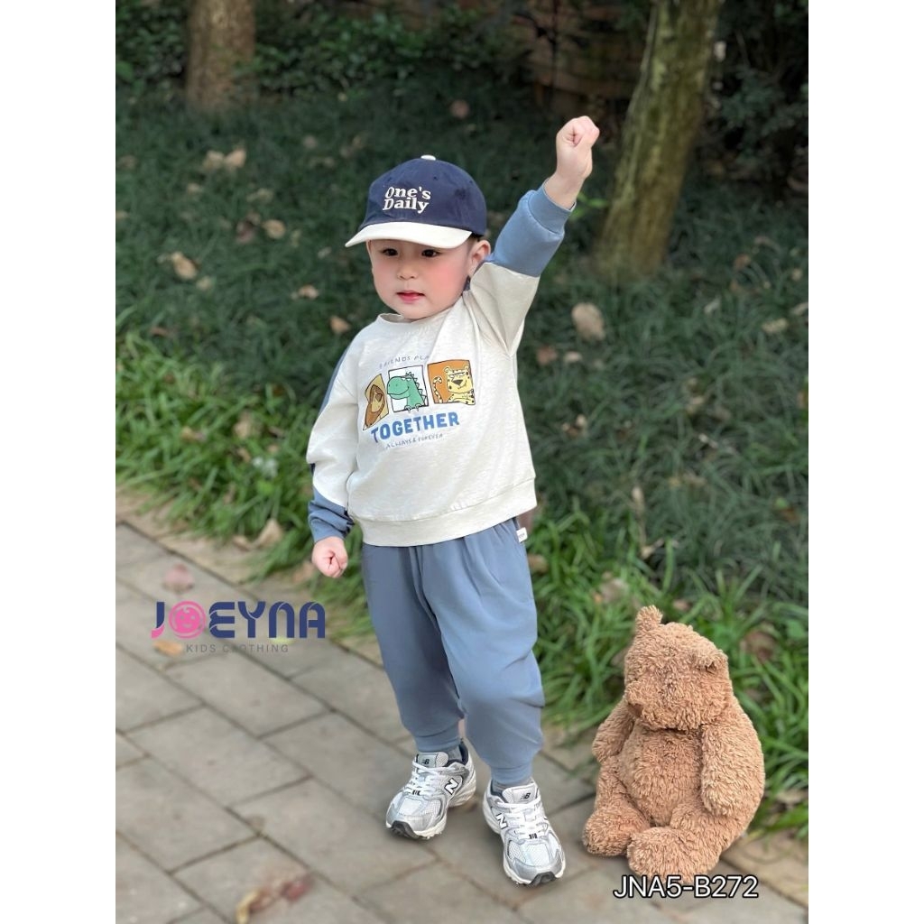 Bộ cotton dài tay thu đông together khỏe khoắn joeyna cho bé trai