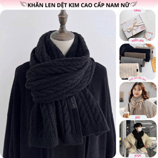  Khăn len dệt kim Unisex cao cấp phong cách Hàn Quốc khăn quàng cổ chất len dày dặn thoáng khí phù hợp cho nam và nữ 