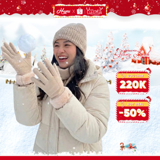 Găng tay giữ ấm mùa đông nữ HUMI chất len có lót lông mềm mịn chống lạnh chất liệu cao cấp