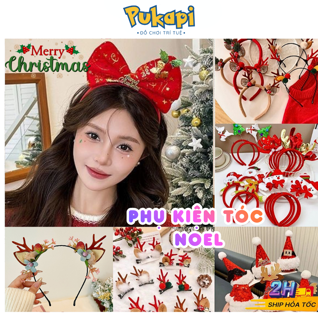 Đồ Chơi Noel Giánh Sinh Băng Đô Cài Tóc Bờm Cài Tóc Tuần Lộc Noel Cho Bé Gái - Đồ Chơi Cho Bé PUKAPI
