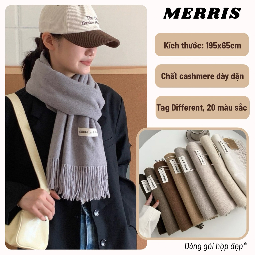 [Ảnh thật] K20 - Khăn len quàng cổ cashmere mềm mịn Different nhiều màu dành cho nam nữ Merris phong
