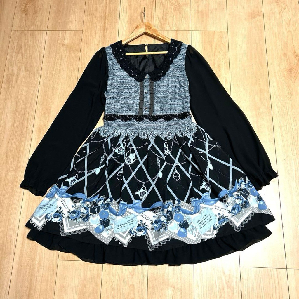 Siêu phẩm Axes Femme đầm váy 2hand Nhật đen ren hoa hồng nguyên tag