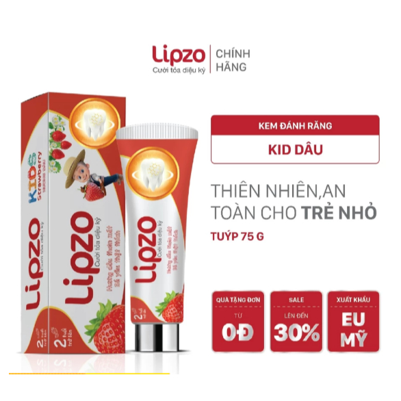 Kem Đánh Răng Trẻ Em Lipzo Vị Dâu Bảo Vệ Răng Sữa 75g