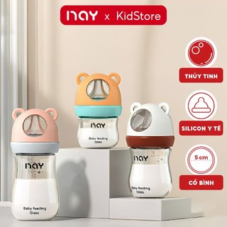  Bình sữa thủy tinh bình sữa cho bé sơ sinh NAY hình gấu đáng yêu cổ rộng núm ti siêu mềm chống sặc an toàn cho bé 