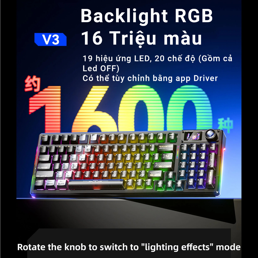 Bàn phím cơ AULA F98 Pro V3 - 3 Mode kết nối - Pin nâng cấp 10,000 mAh - Núm xoay + màn TF - BH 12T | BigBuy360 - bigbuy360.vn