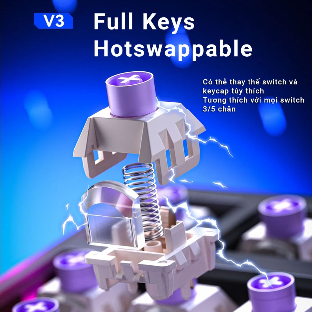 Bàn phím cơ AULA F98 Pro V3 - 3 Mode kết nối - Pin nâng cấp 10,000 mAh - Núm xoay + màn TF - BH 12T | BigBuy360 - bigbuy360.vn