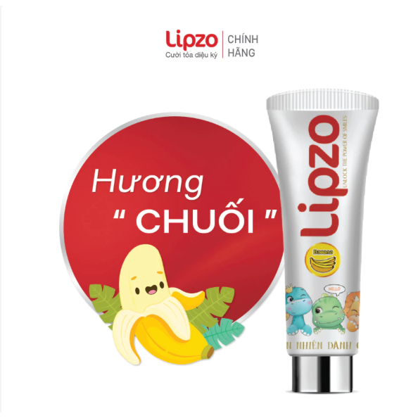 Kem Đánh Răng Trẻ Em Lipzo Vị Chuối Bảo Vệ Răng Sữa 75g