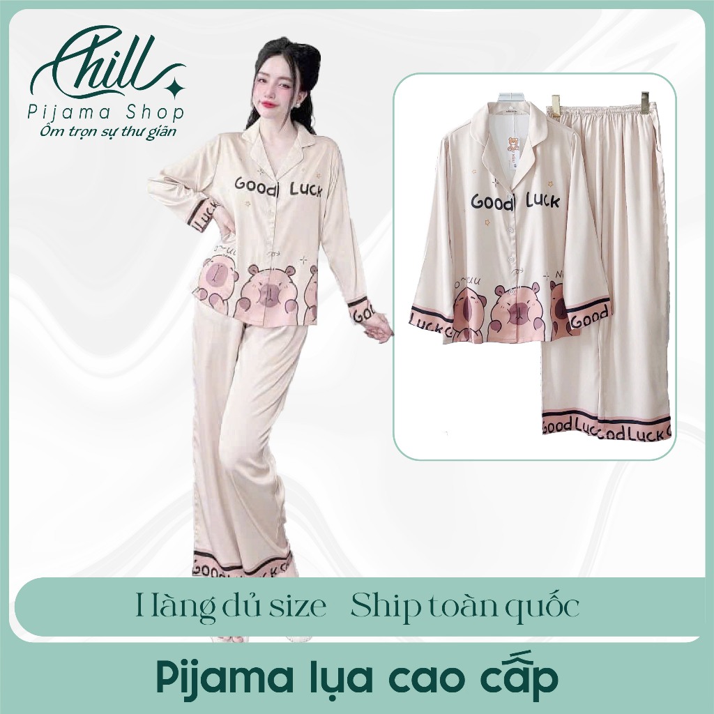 [Chill Shop] Set Bộ Đồ Ngủ Nữ Pijama Labubu Lụa Mềm Mịn Hàng Thiết Kế Tay Dài Siêu Xinh Hot
