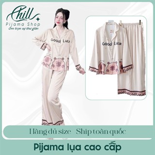[Chill Shop] Set Bộ Đồ Ngủ Nữ Pijama Labubu Lụa Mềm Mịn Hàng Thiết Kế Tay Dài Siêu Xinh Hot