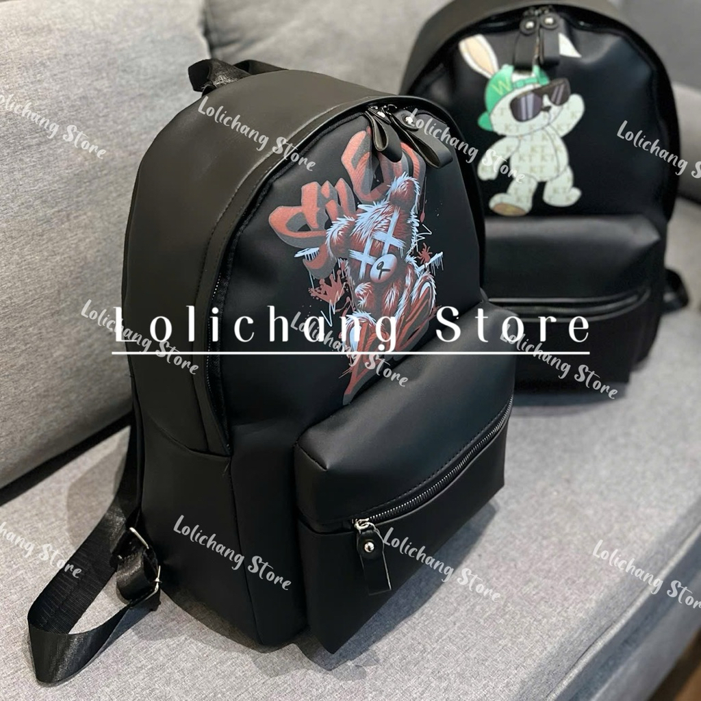 Balo đi học nam nữ vải dù nylon bóng in hoạ tiết hình khủng long boy phố