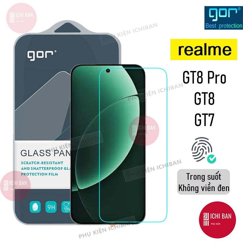 Kính cường lực Realme GT8/ Realme GT8 Pro, Realme GT7/ GT6, Realme GT5 Trong Suốt Không Viền Đen 9H 