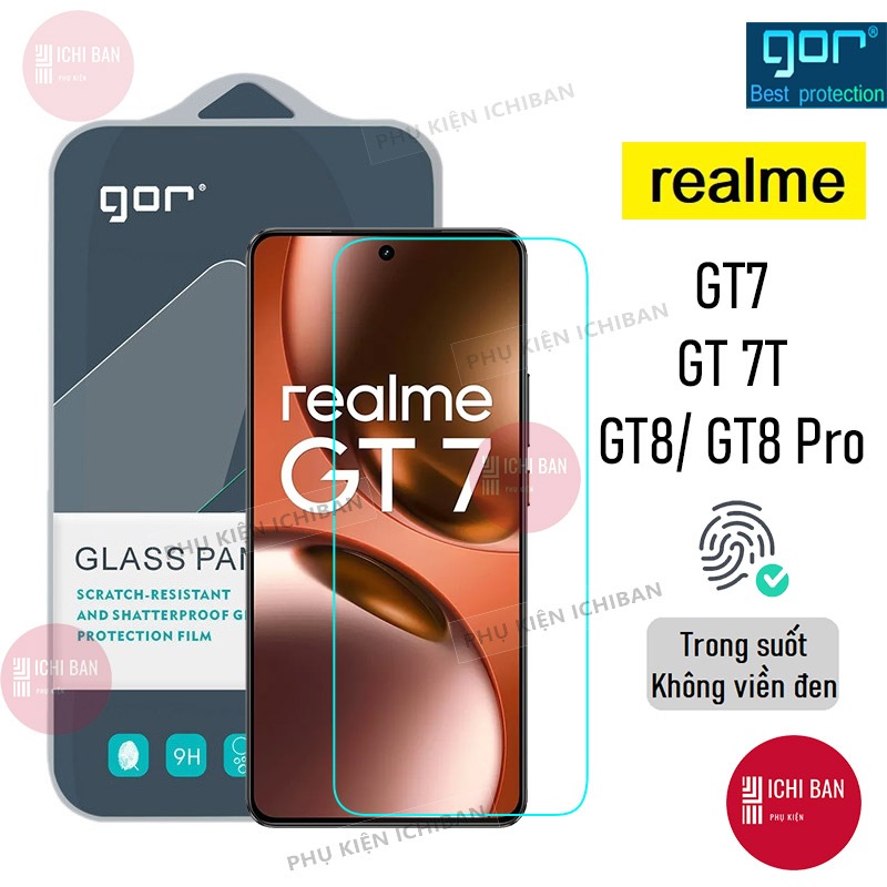 Kính cường lực Realme GT7/ Realme GT 7T, Realme GT6, Realme GT5 Trong Suốt Không Viền Đen 9H Vát 2.5