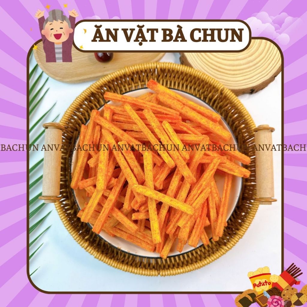 Snack Que Phô Mai Ngó Sen, Bim bim khoai tây ngó sen lắc phô mai thơm ngon, Đồ ăn vặt