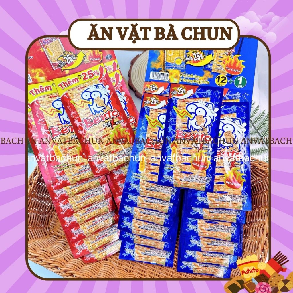 [COMBO 5 GÓI] Mực Bento Gói 4g Snack Mực Bento Thái Lan Đủ 3 Vị Mực Bento Siêu Cay, Đồ ăn Vặt