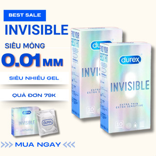 Combo 2 hộp 20 chiếc bao cao su Durex Invisible siêu mỏng size 52mm (10 bao/hộp)