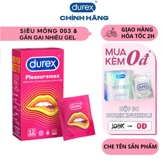  Bao cao su Durex Pleasuremax gân gai size 56mm,12 bao hộp - Chính Hãng. 