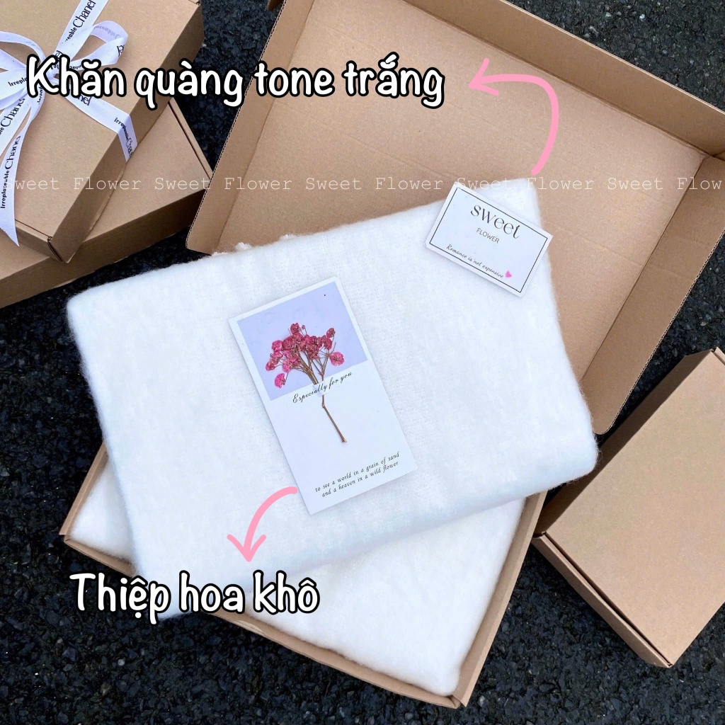 Gift-Box-Set Quà Tặng Khăn Quàng Tone Trắng Couple Tặng Valentine,Anniversary,Noel,Men'sday,Năm Mới,