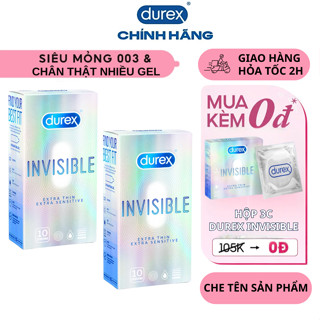  Combo 20 Chiếc Durex Invisible Phiên Bản Mới Siêu Mỏng Nhiều Gel Bôi Trơn Chính Hãng 