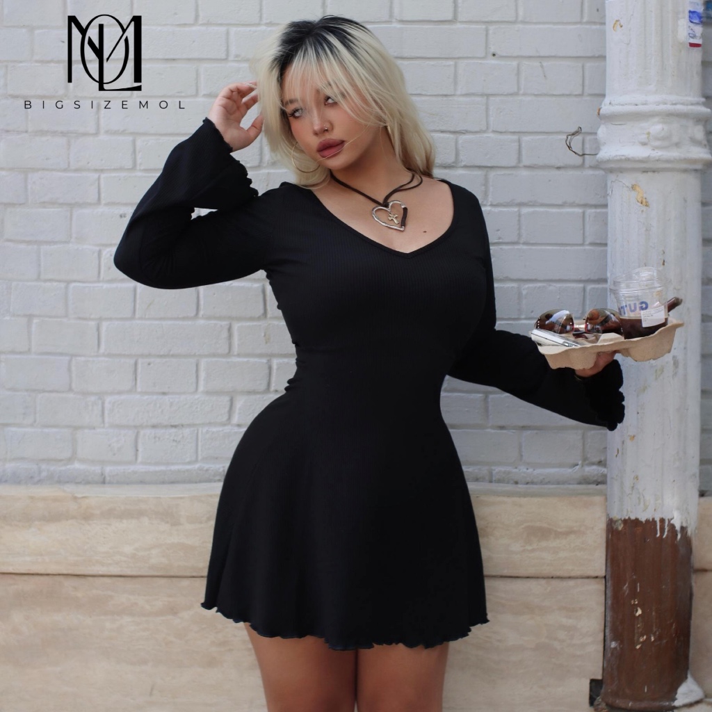 [ BIGSIZE TRÊN 55KG ] MS7 ĐẦM TAY LOE XOÈ CỔ V LỚN bigsize nữ