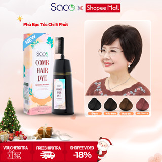  Dầu gội phủ bạc Saco nhuộm tóc thảo dược màu cơ bản dạng lược thông minh tiện lợi chai 200ml 