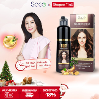  Dầu gội phủ bạc thảo dược chính hãng SACO thành phần nhân sâm tự nhiên nhuộm tóc đen sau 15 phút 
