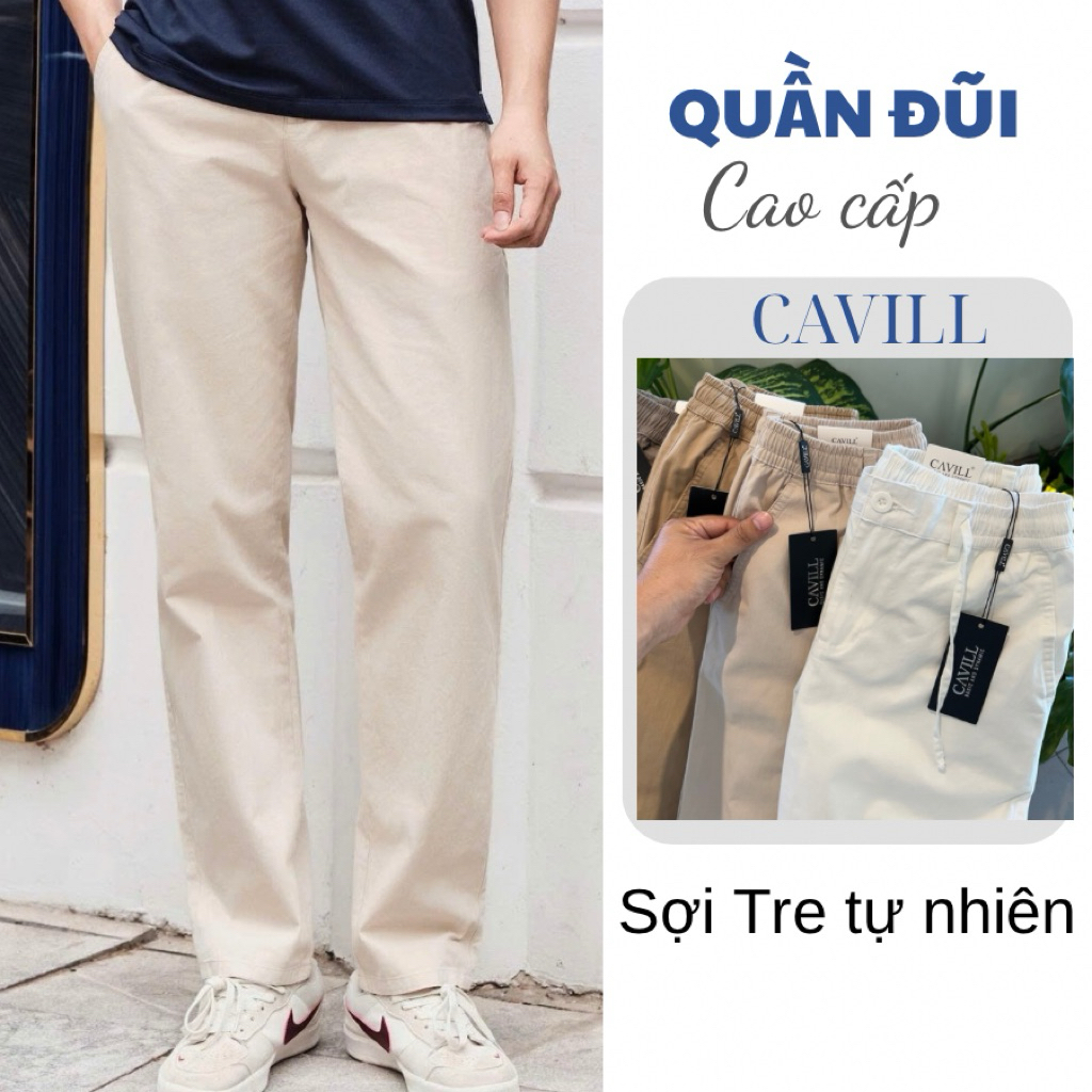 Quần Dài Ống Suông Nam CAVILL. Chất Sợi Tre dày dặn, Form Suông Đứng Ống Rộng Thoải Mái, Phong Cách 