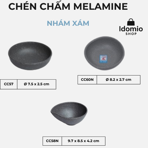 Combo 5 Chén Chấm Tròn Nhám Xám Nhiều Size